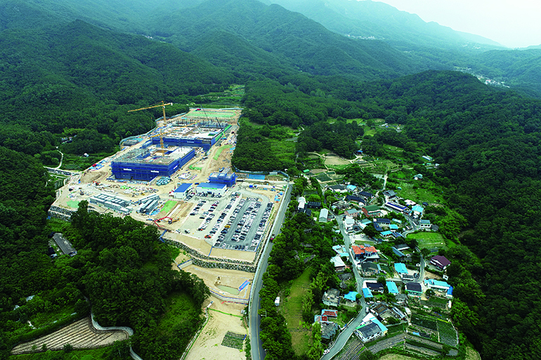 Drone-shot panoramic view of the site of the National Information Resources Service, Daegu 
